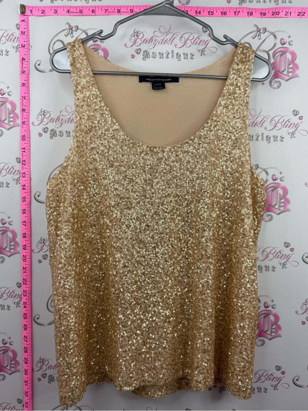 French Connection tank top Gold Sequin Tank Top